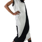 LOCO ONE ACHROMATIC COLLECTION.  DESIGN NUMERO 02.  Unisex dress made with natural materials only. Main composition is COTTON with neckline and sleeves details made of BAMBOO. Asymmetrical cuts, Futuristic look. Raw finishes on the front hem and a split in the back with a detailed, finished hem. Loose fit.