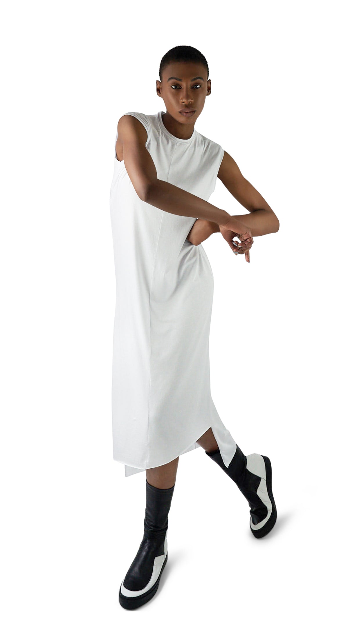 LOCO ONE ACHROMATIC COLLECTION.  DESIGN NUMERO 09.  Unisex long dress made with natural materials only. Main composition is BAMBOO with asymmetrical cuts, futuristic, minimalistic look, perfect finishes on both sleeves and neckline, raw hem. Loose fit.