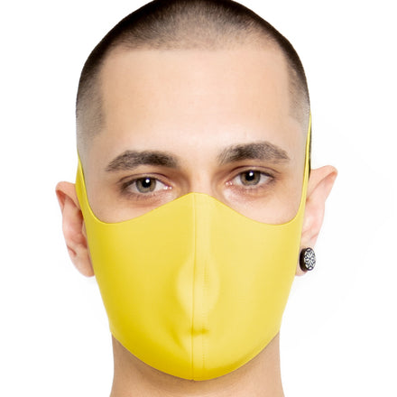 LOCO ONE REBOOT COLLECTION.  MASKA YELLOW.  The Avant-garde LOCO ONE MASKA YELLOW is made of stretchy thin Neoprene. Adjustable on the neck with Velcro for a better fit. You can wash it with soap and water in the comfort of your home every day to keep it nice and clean. The CDC recommends wearing face coverings in public places.